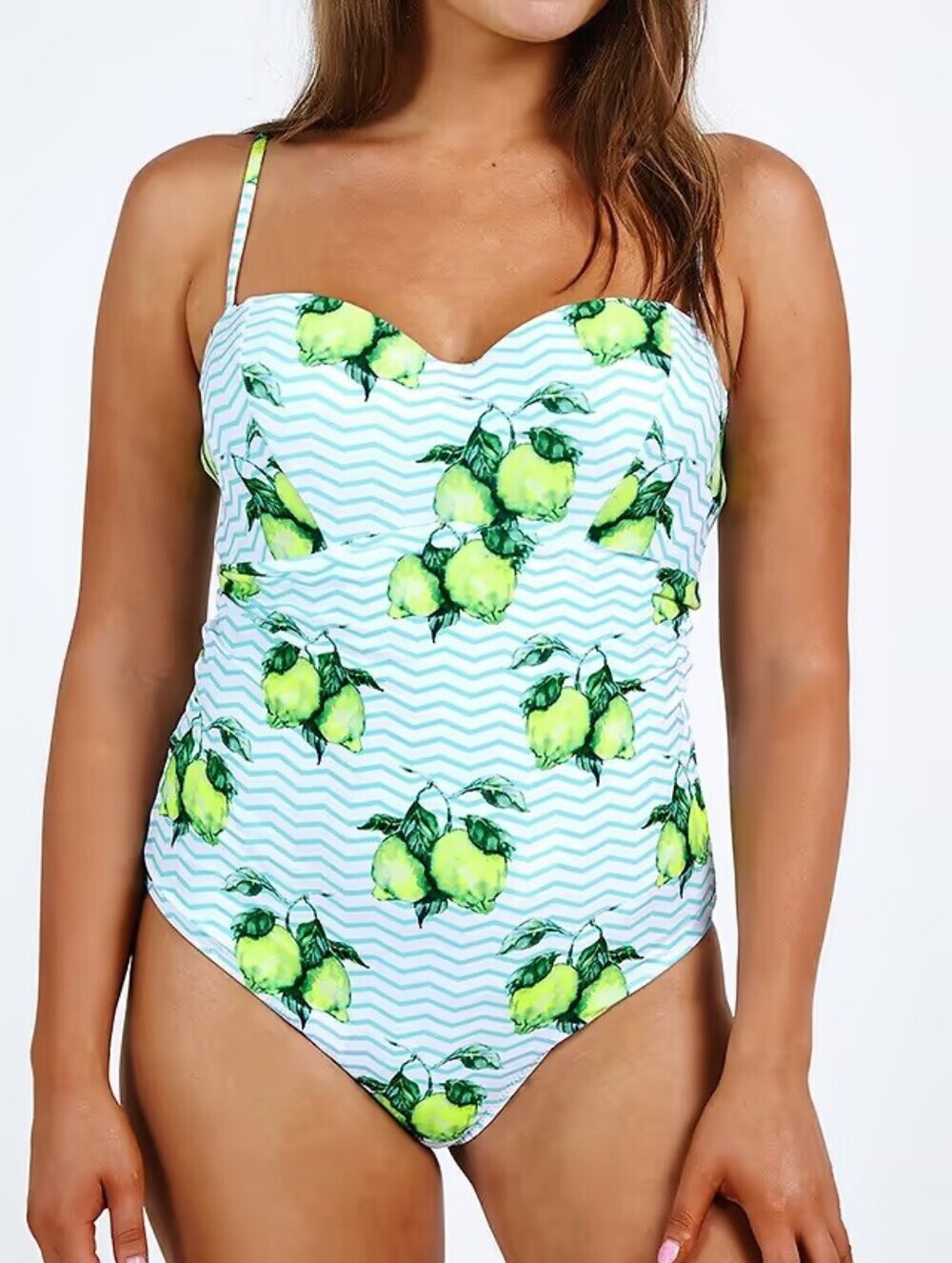 Cupshe Chevron & Limes Swimsuit M NWT